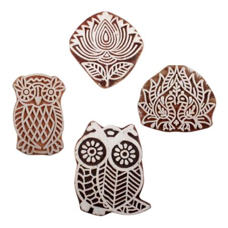Set of 4 Piece New Mix Wooden Printing Block